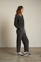 zuri reverse fleece v neck sweatshirt