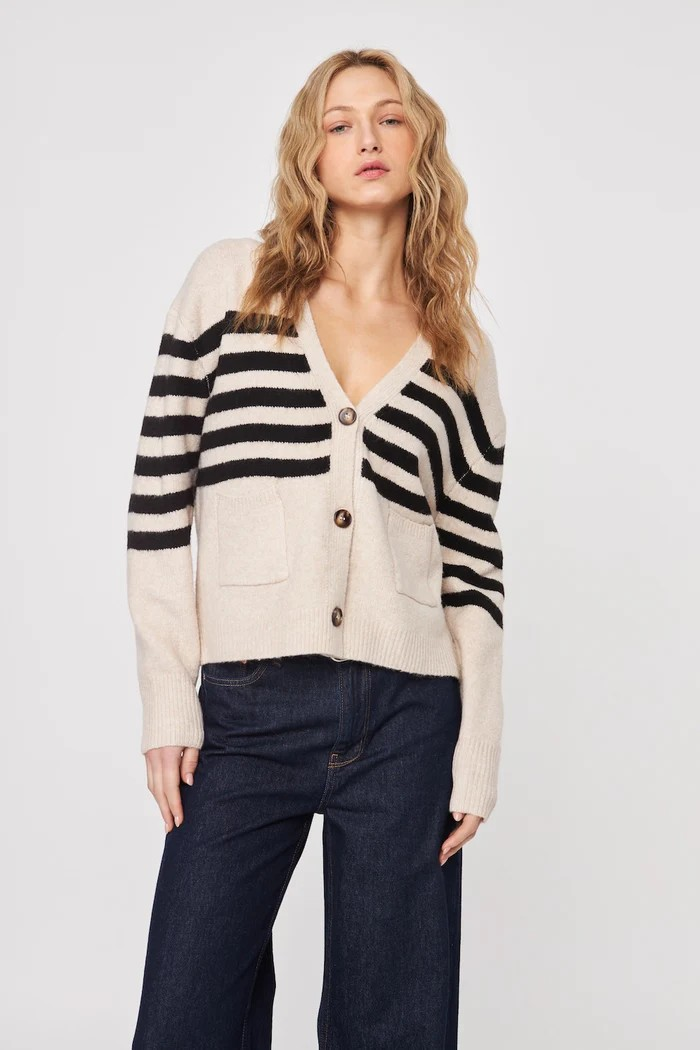 stanley cardi in nougat stripe