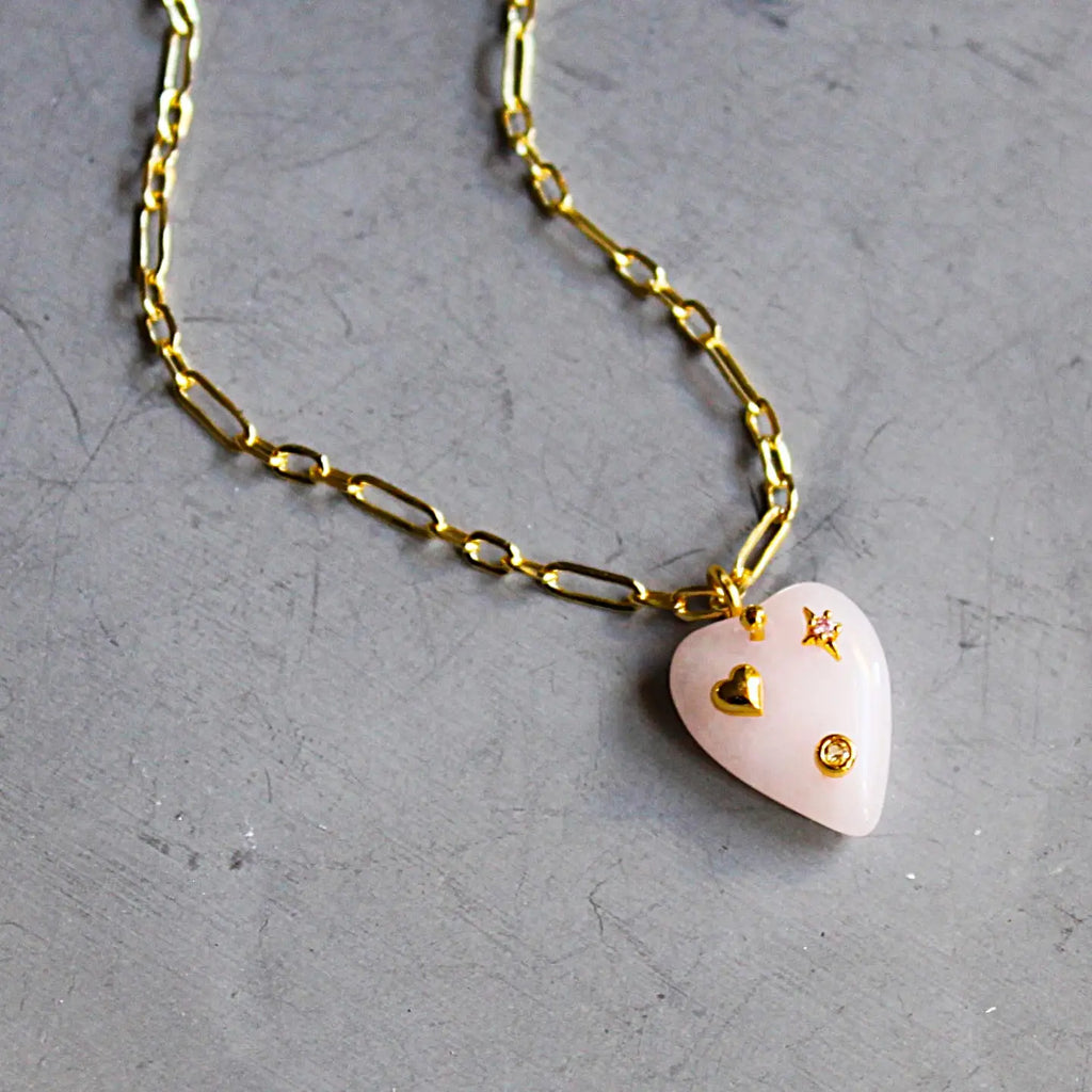 ella quartz heart necklace