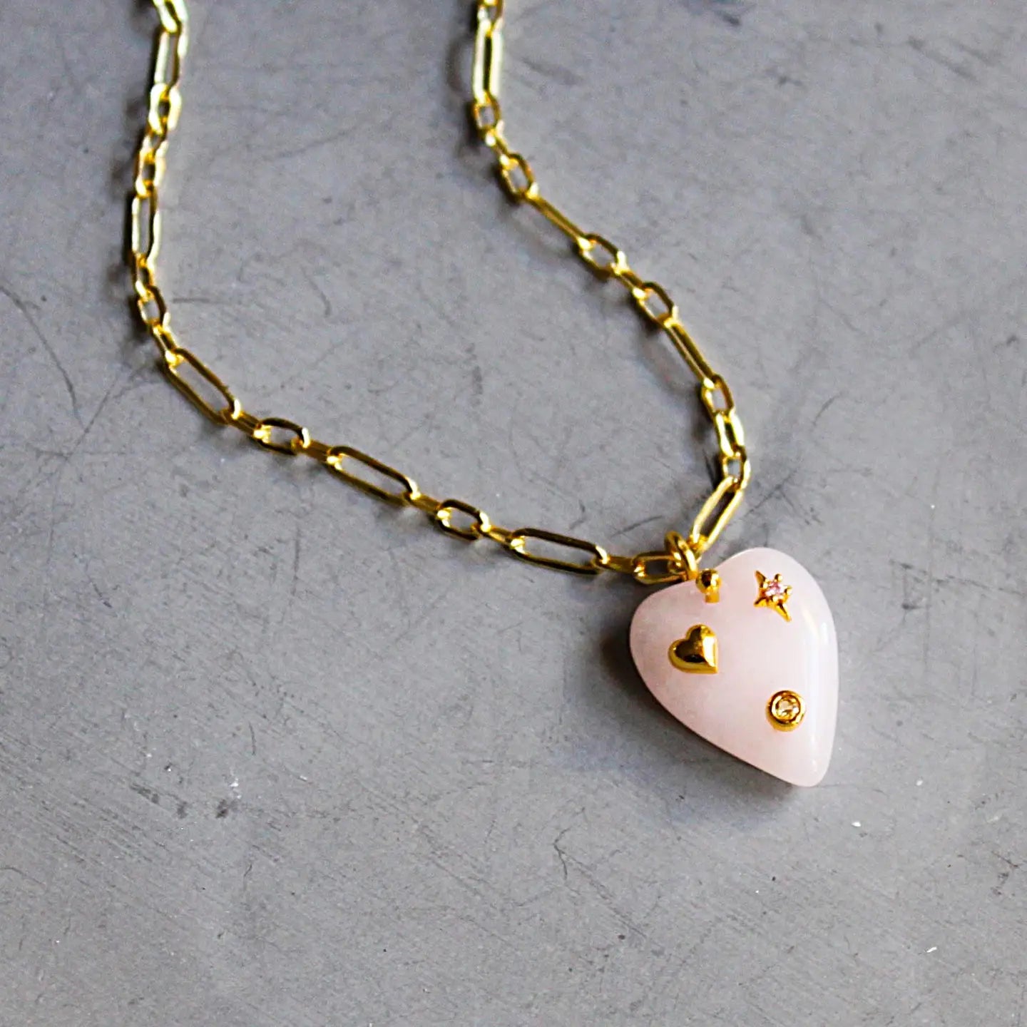 ella quartz heart necklace