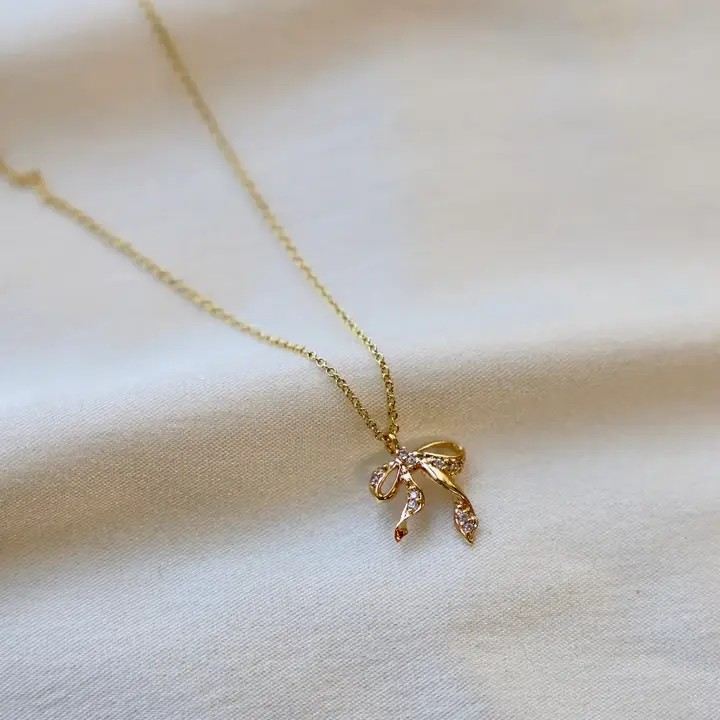 cz bow necklace