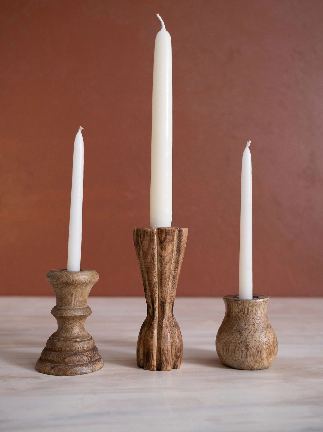 taper holder trio + candles