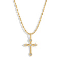 bezel cz cross necklace