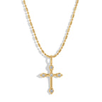 bezel cz cross necklace
