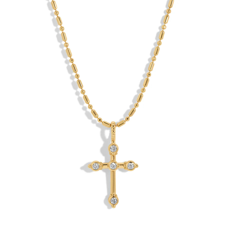 bezel cz cross necklace