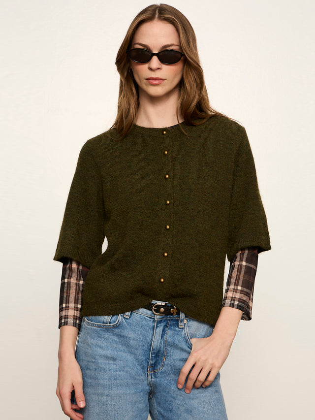 short sleeve cardigan in kalamata
