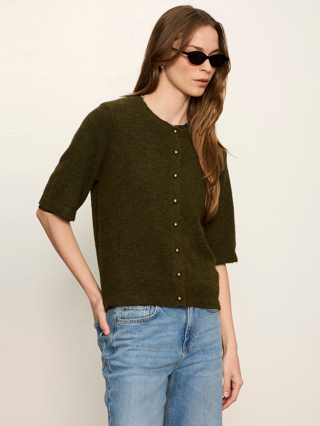 short sleeve cardigan in kalamata