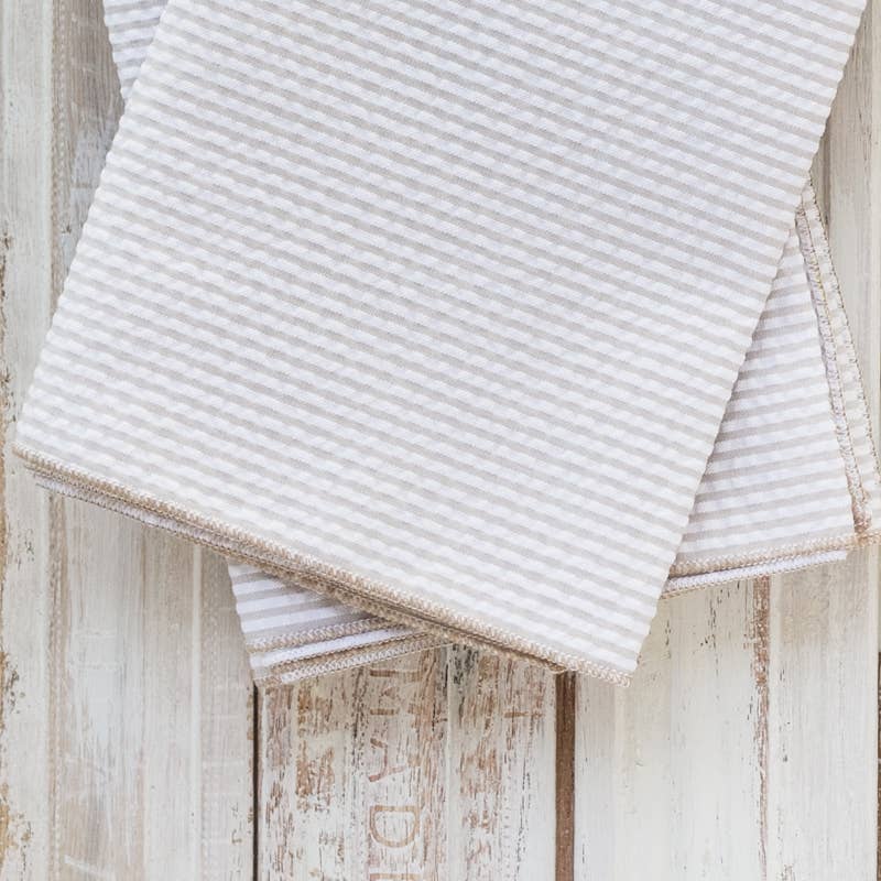 seersucker napkin set of four - khaki