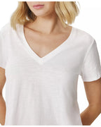 louisa v neck short sleeve in white