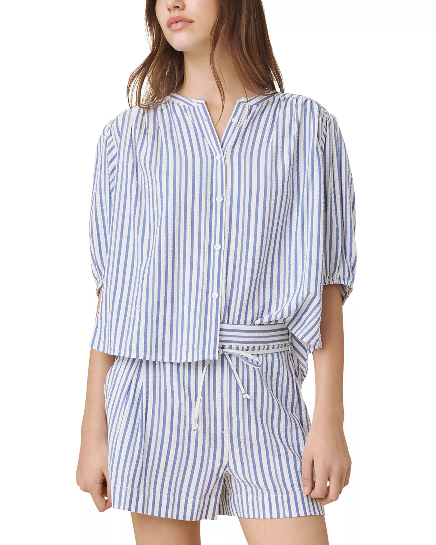 madelyn seersucker stripe blouse