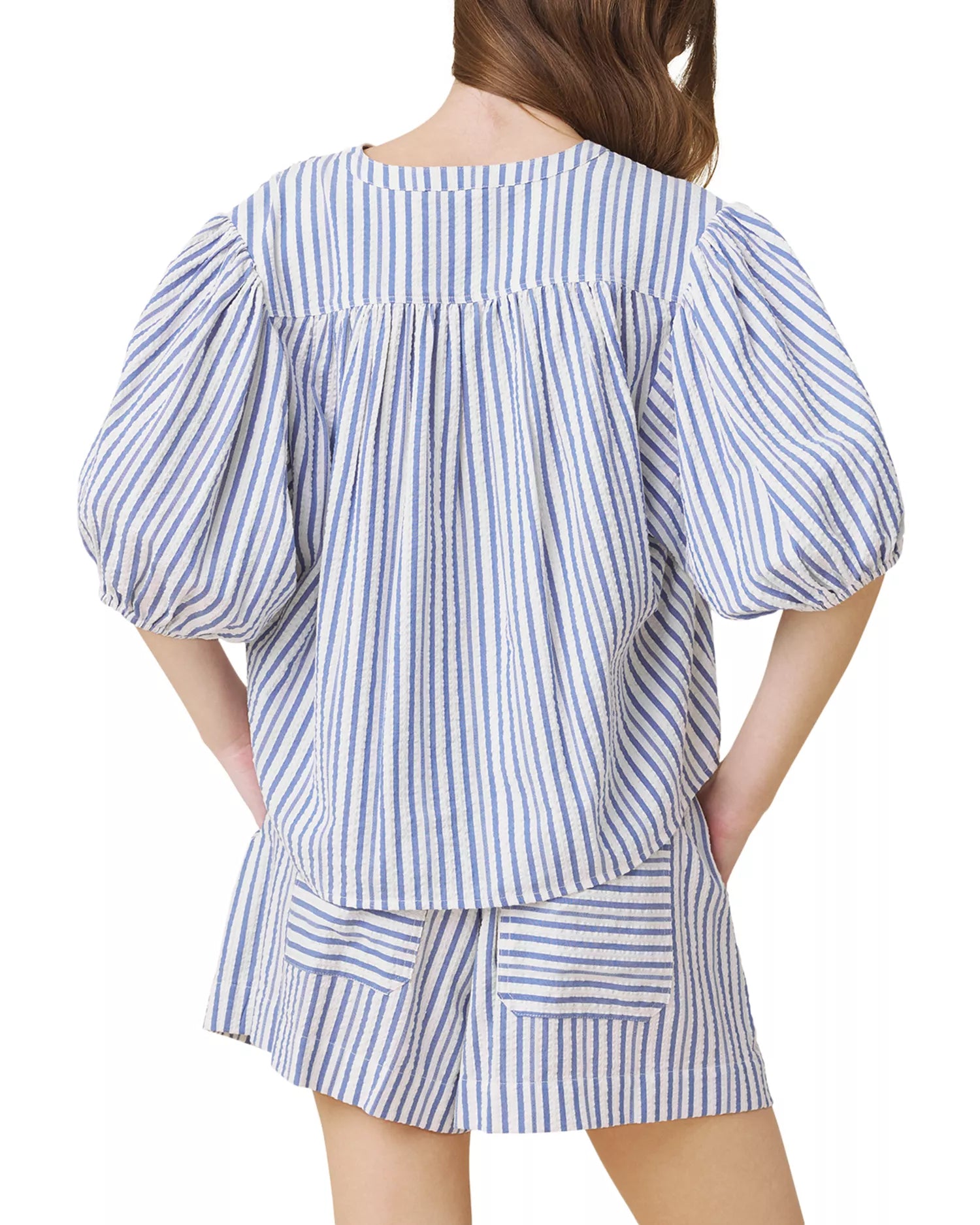 madelyn seersucker stripe blouse