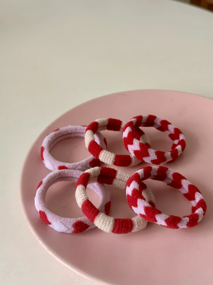 valentine's day seamless hair ties - set of