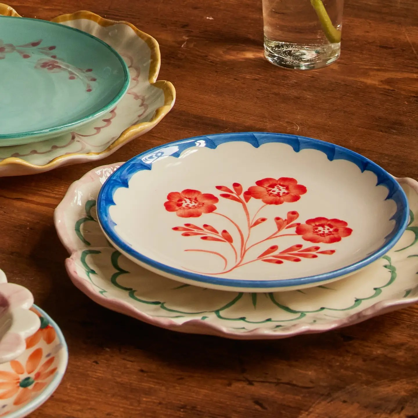 hand-painted ceramic cake plate - vintage flower