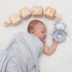 knit baby rattle - henry hippo