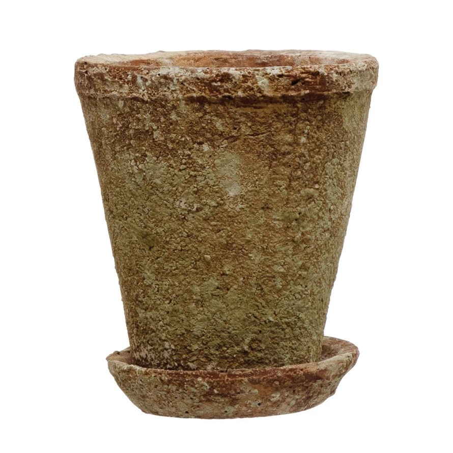 distressed cement planter - small