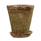 distressed cement planter - small