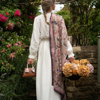 deco blooms candy stripe border lightweight scarf