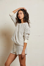 layla french terry stripe sweatshort