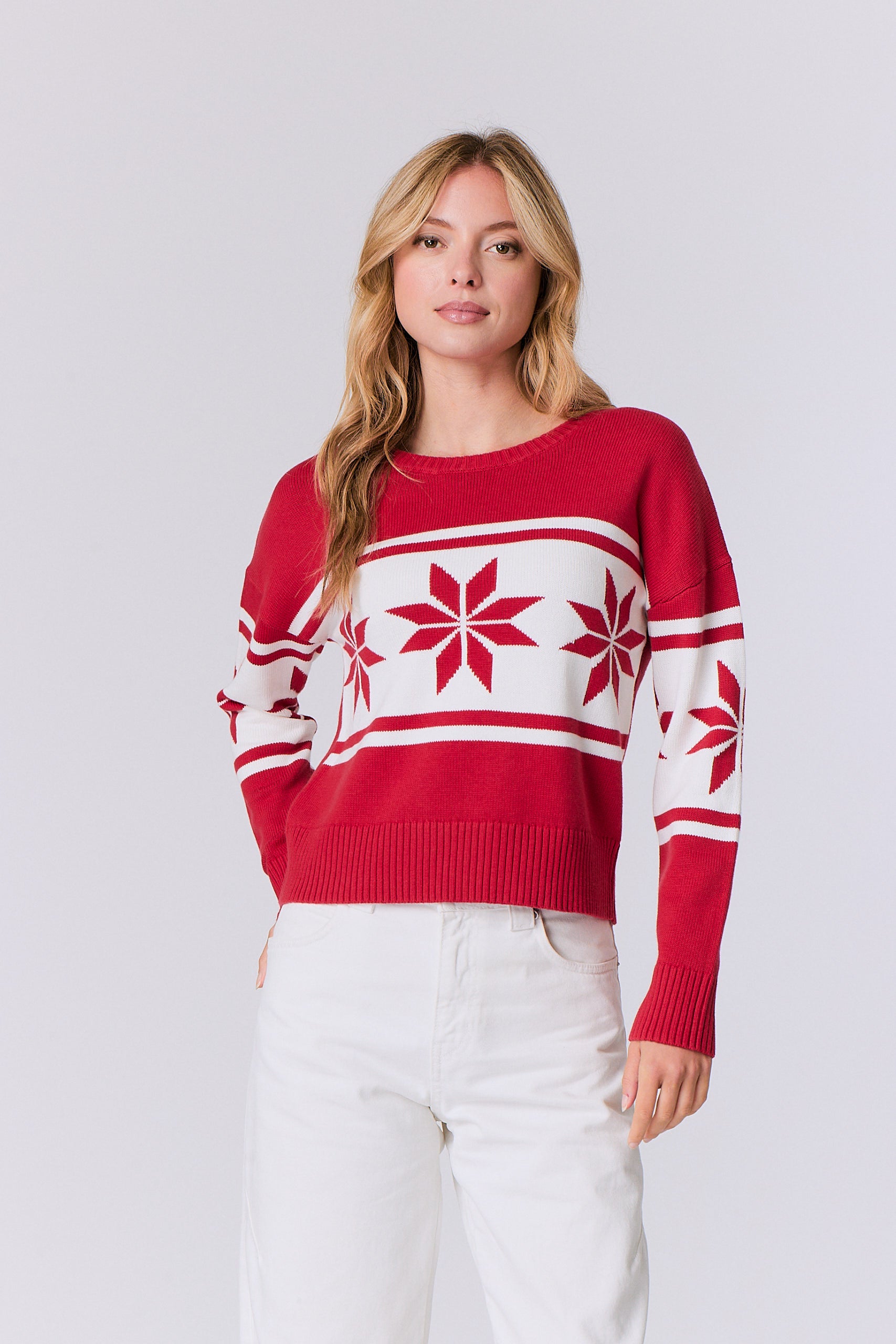 snowflake crew in red