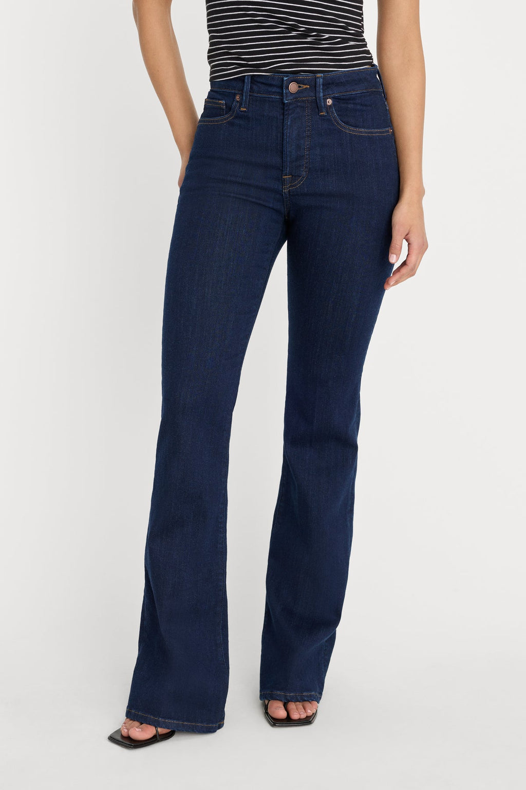 good legs flares in indigo