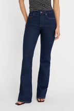 good legs flares in indigo