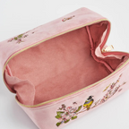 love scatter pink velvet embroidered cosmetic pouch