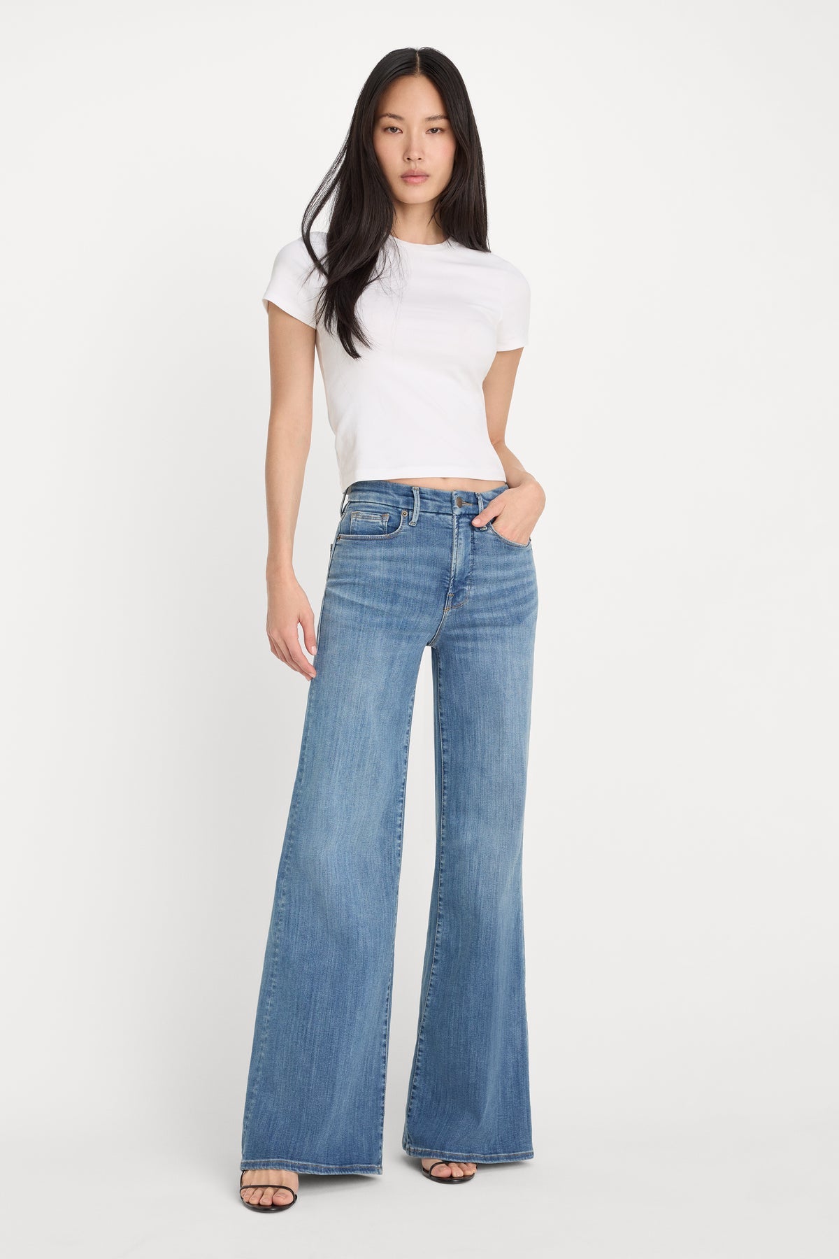 good waist palazzo in indigo