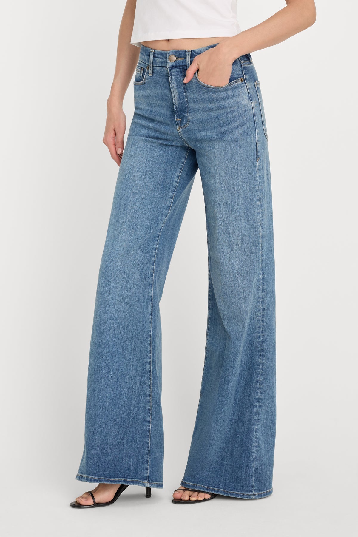 good waist palazzo in indigo