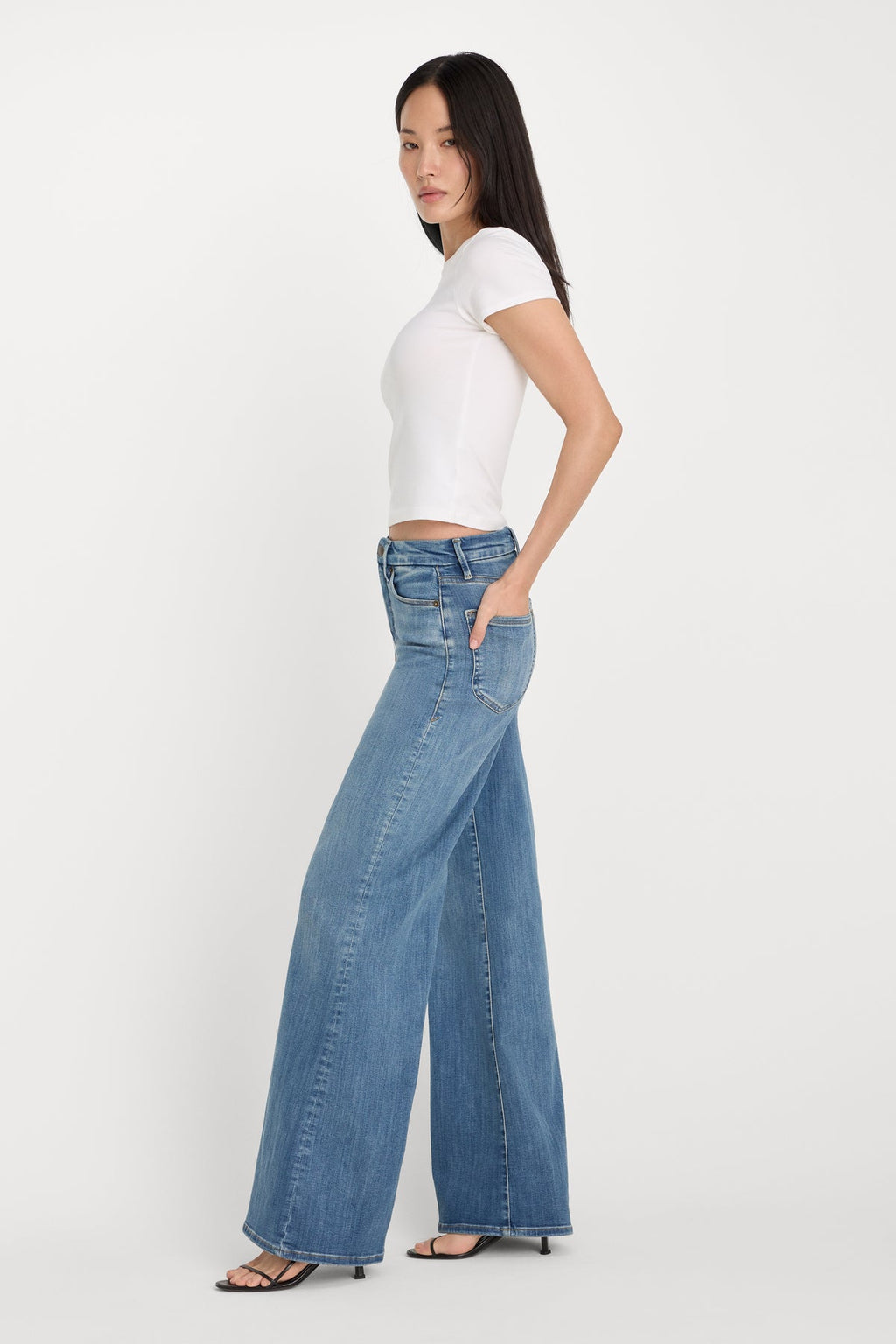 good waist palazzo in indigo