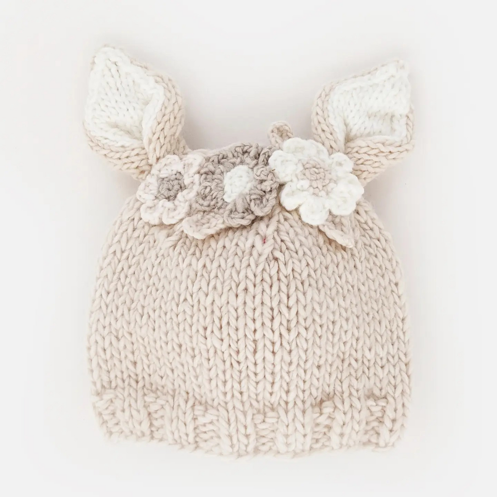 flower baby beanie in natural