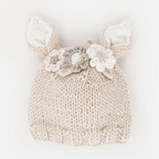 flower baby beanie in natural