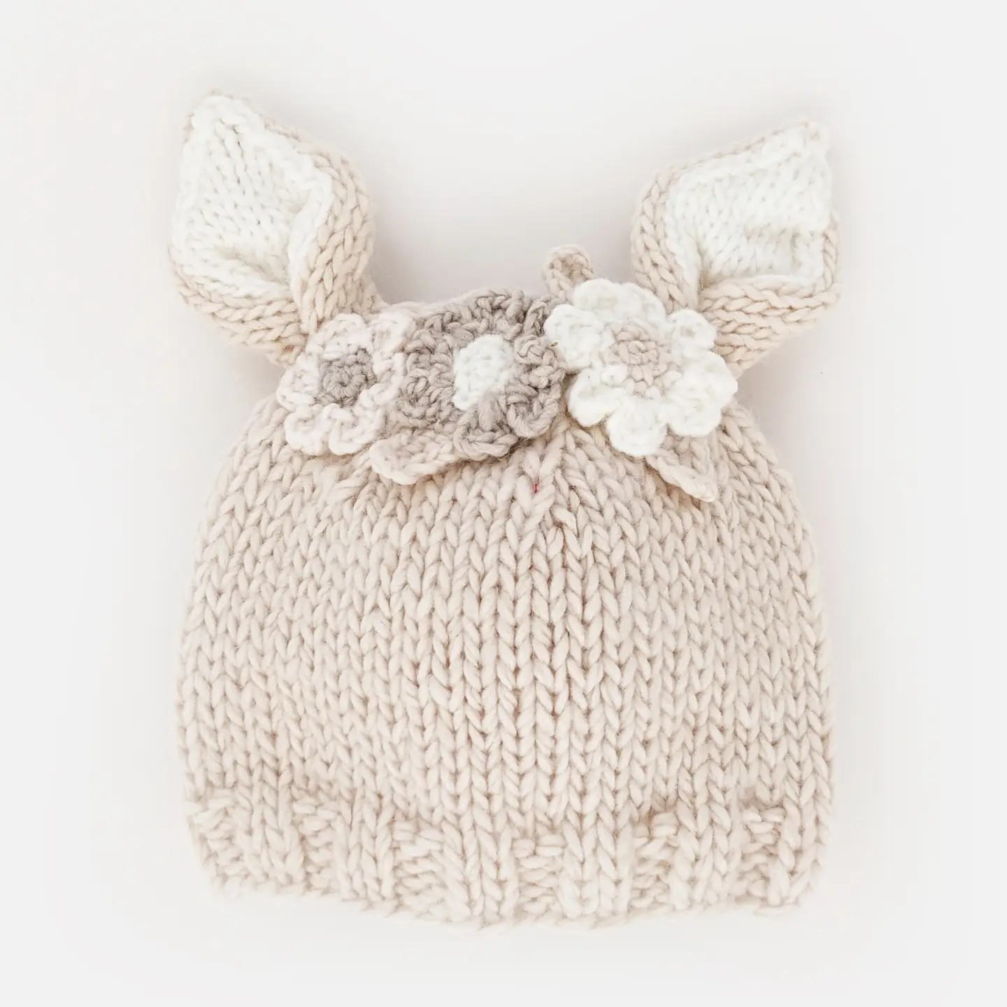 flower baby beanie in natural