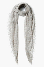 cashmere + silk scarf in white leopard
