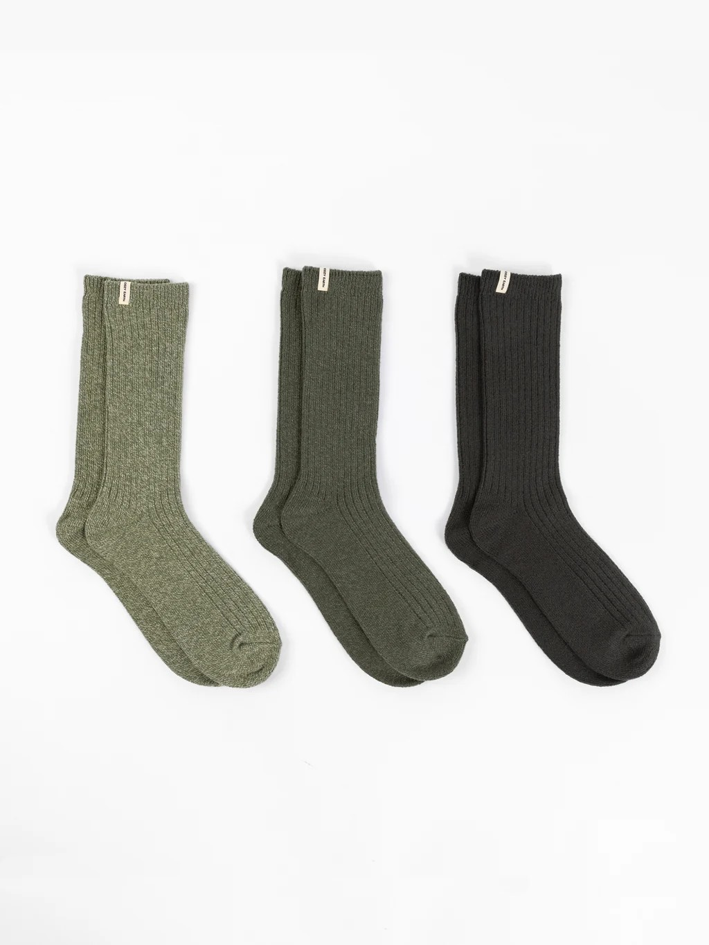 plush lounge sock 3 pack - pine + olive + juniper