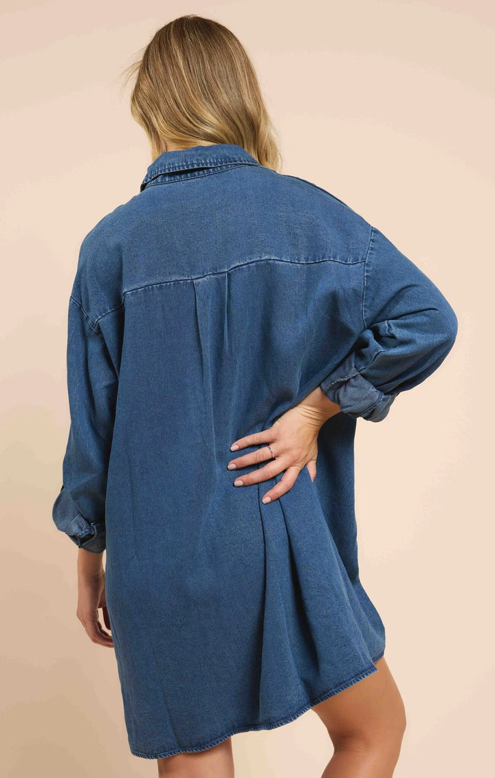 it's pouring denim dress