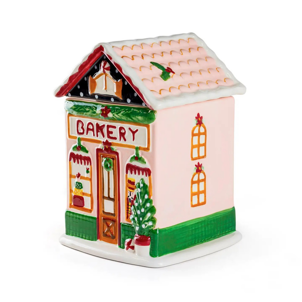 holiday bakery house cookie jar