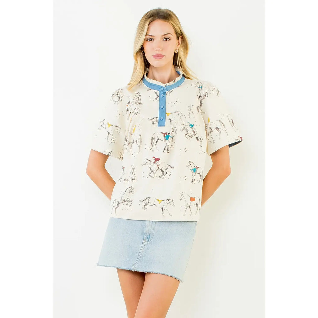 horse embroidered top