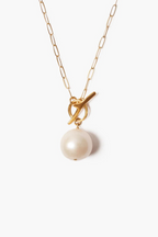 white freshwater pearl toggle necklace