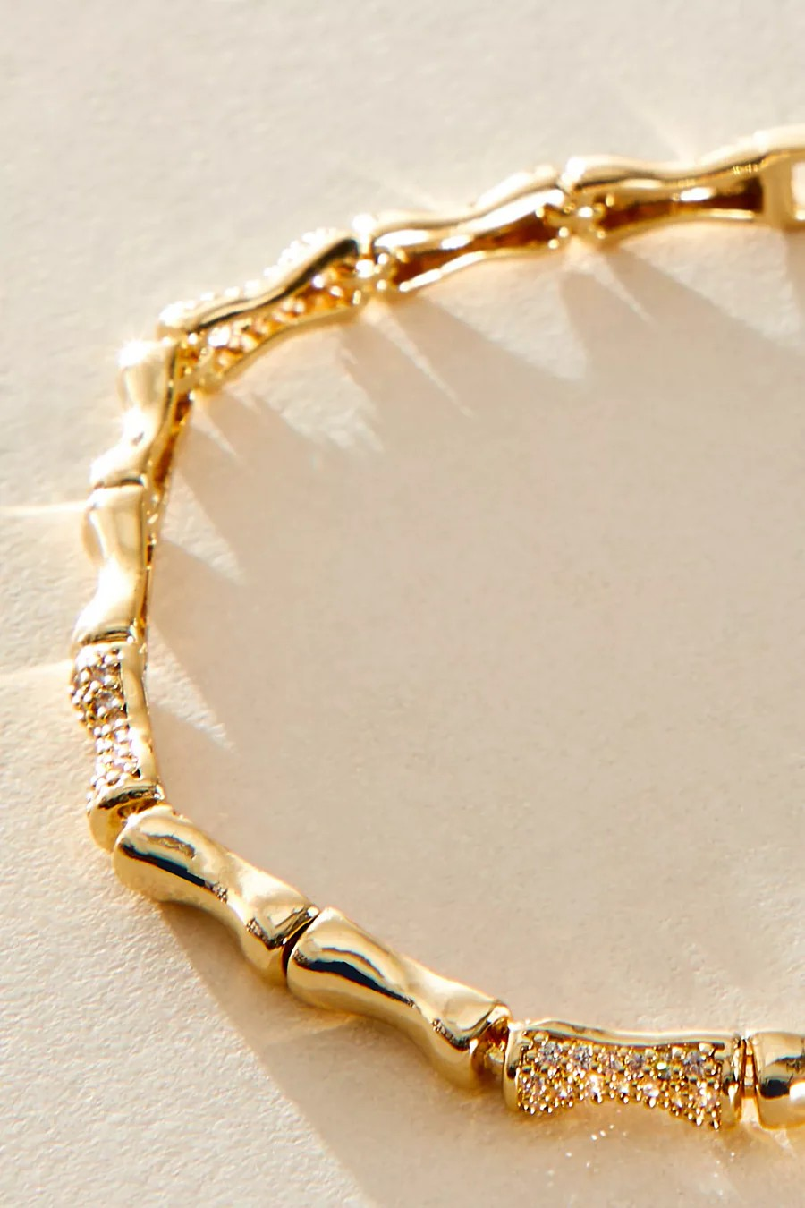 bamboo pave bracelet in gold
