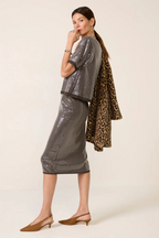 sparkle sequin pencil skirt in ink