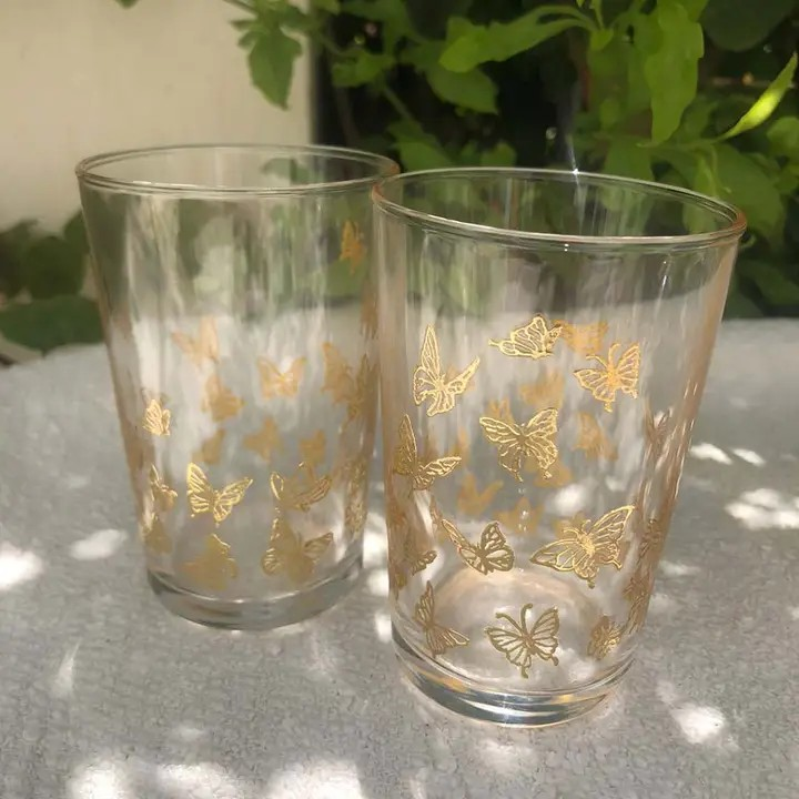 tea glasses - tiny butterflies
