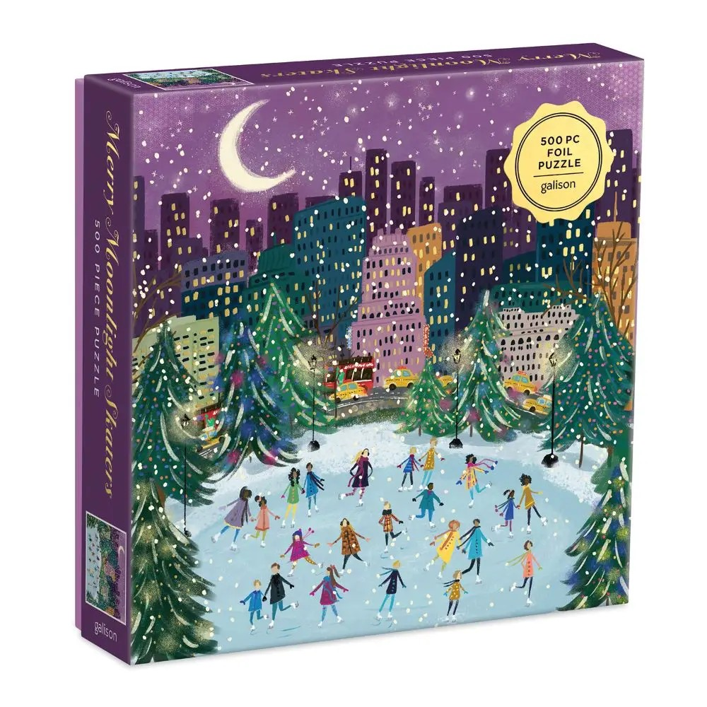 merry moonlit skaters 500 piece puzzle