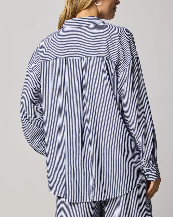 ella stripe button down in navy stripe