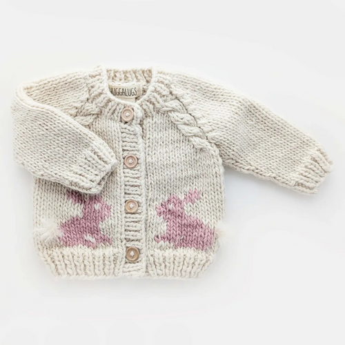 bunny baby cardigan in rosy pink