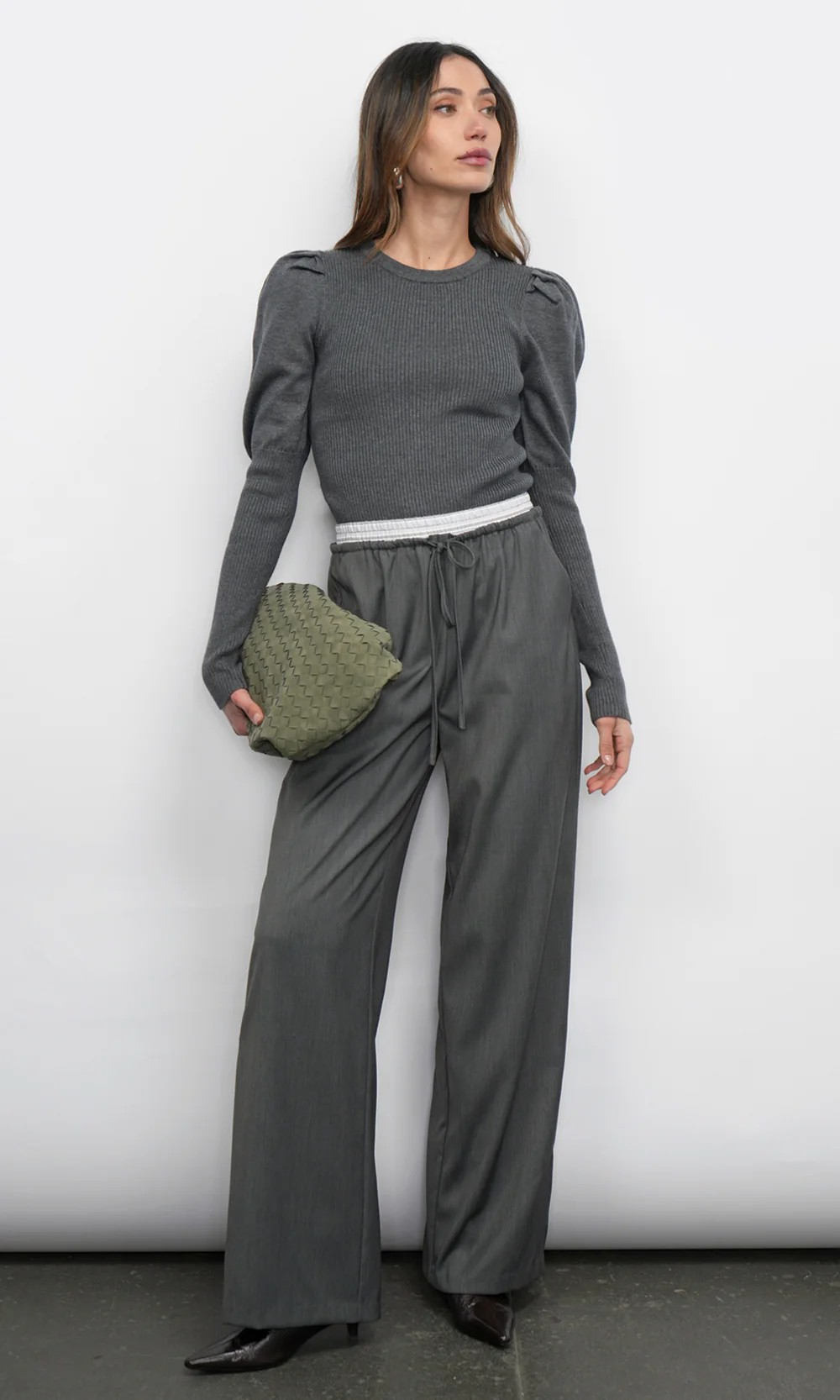 renoa puff sleeve ribbed knit top