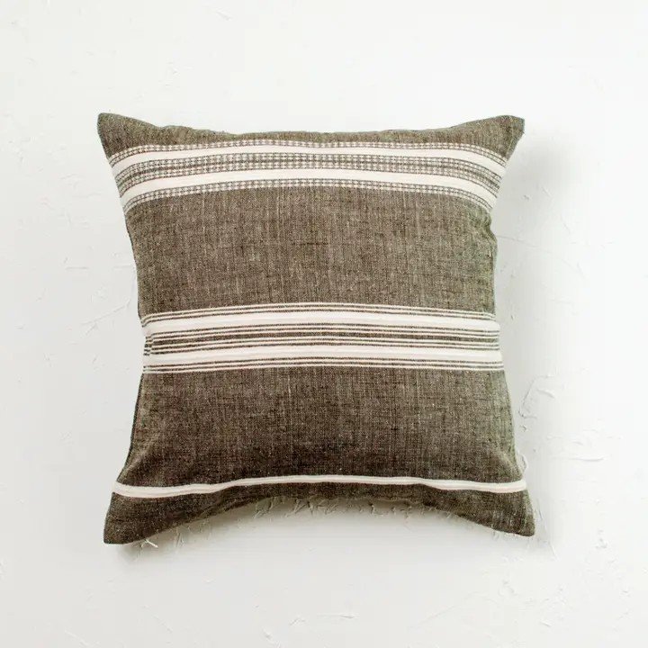 18" aden cotton throw pillow gray + cream