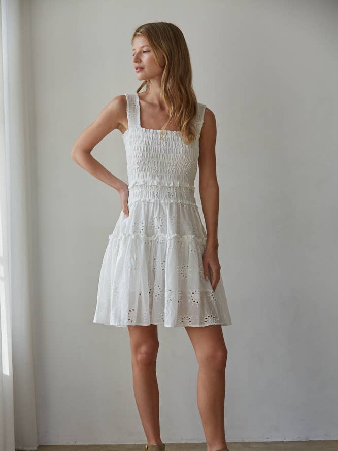 woven cotton eyelet dress – river + road