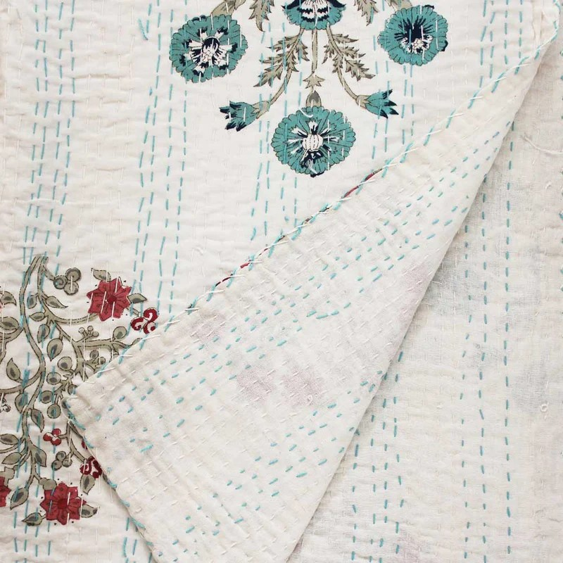 kantha quilted throw