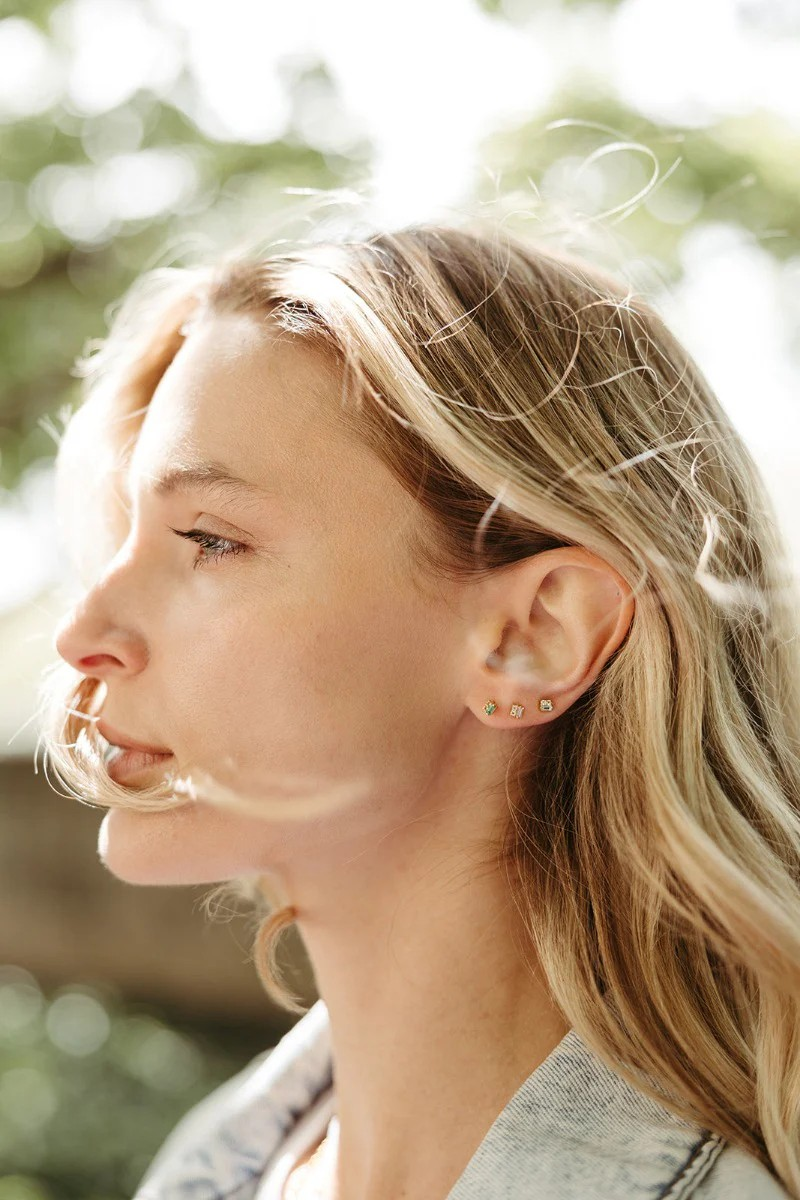 after hours earrings in emerald