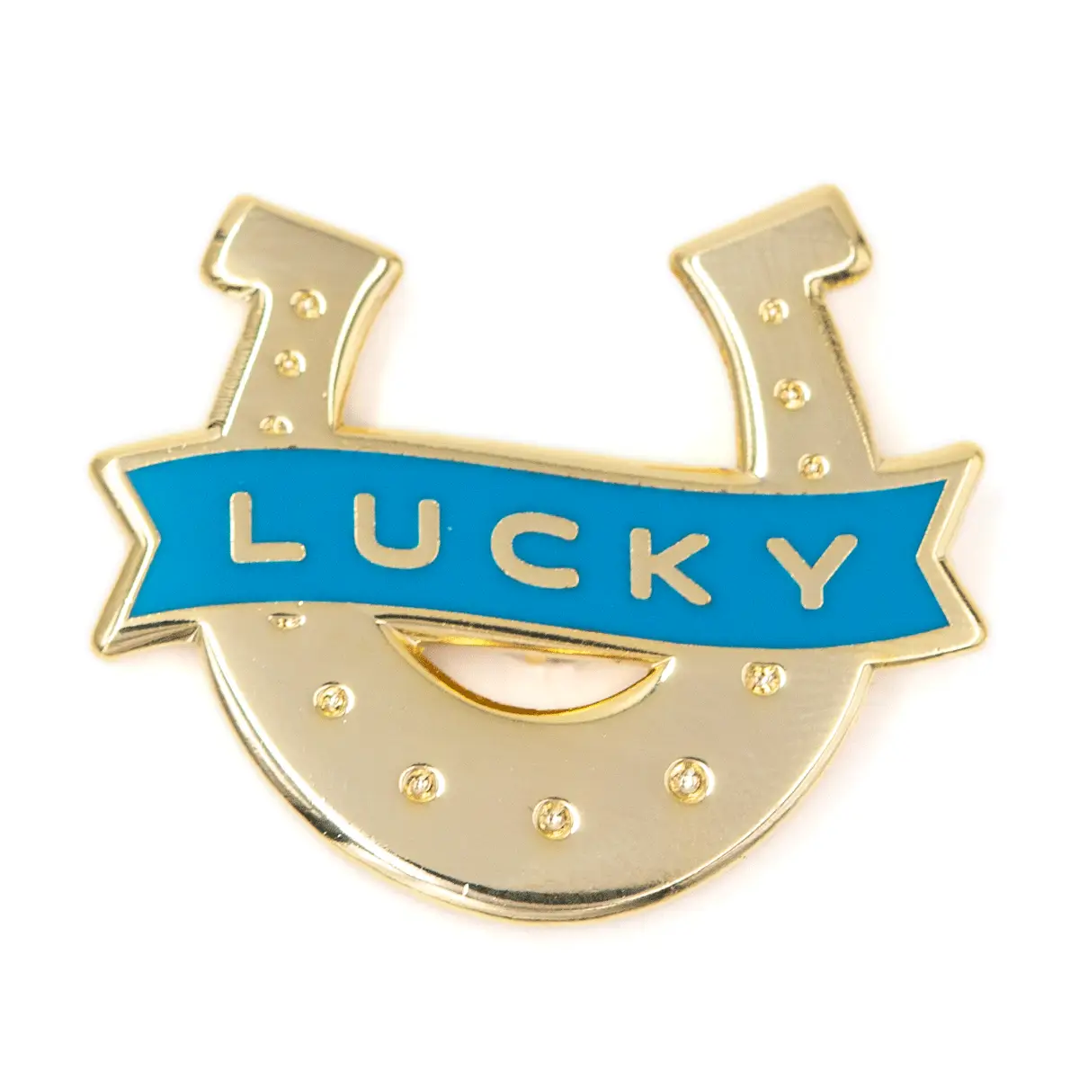 lucky horseshoe enamel pin